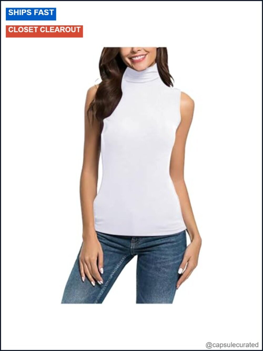 Mock Neck Sleeveless Tank Top Casual Dressy Blouse Loose Fit Stretch
